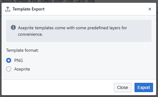 Template Export Dialog